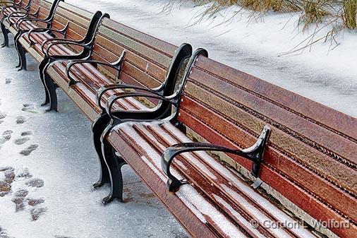 Benches In A Row In Snow_31925.jpg - Photographed at Ottawa, Ontario, Canada.